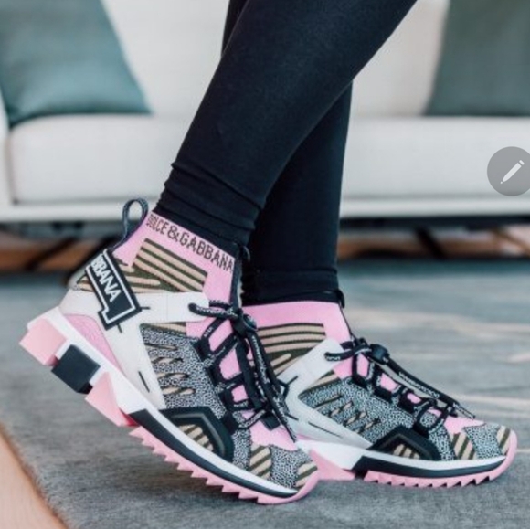 🖤Dolce & Gabbana Women's Pink and Black Sneakers Sz11 (41)🩷 - Picture 1 of 16